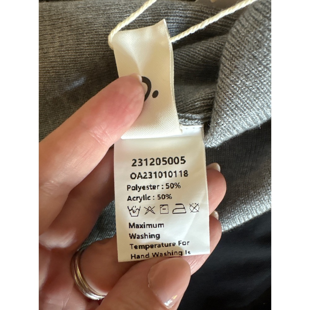 Commense Grey Off The Shoulder Draped Wrap Knit‎ Top Long Sleeve Large NWT - Picture 5 of 7